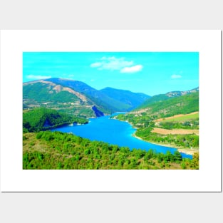 View from Fiastra at Lago di Fiastra surrounded by the Sibillini Posters and Art